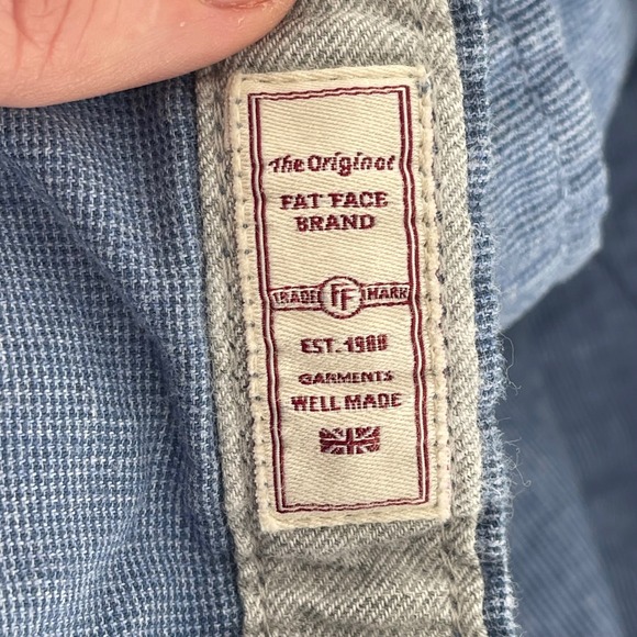 FatFace Men's Blue Chambray Button Down Long Sleeve Tall Size L Shirt - Picture 7 of 11